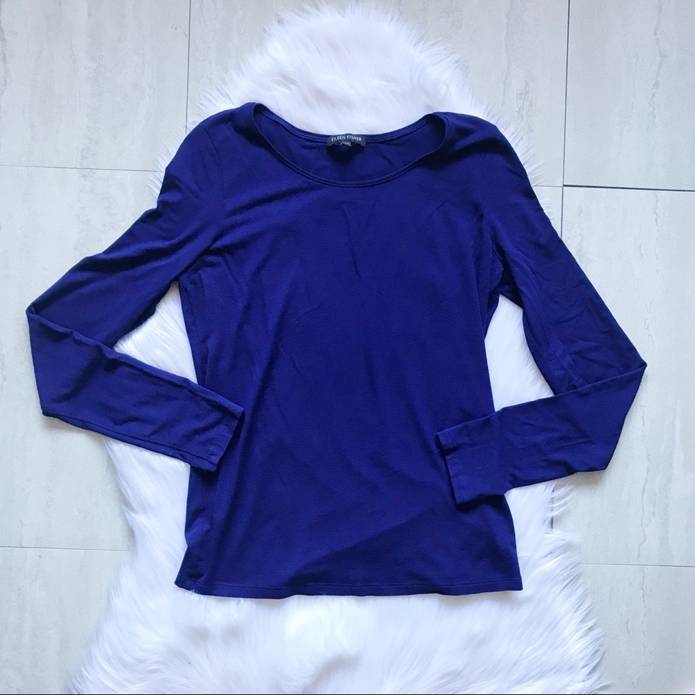 Eileen Fisher Long Sleeve Top Size XS Purple Blue